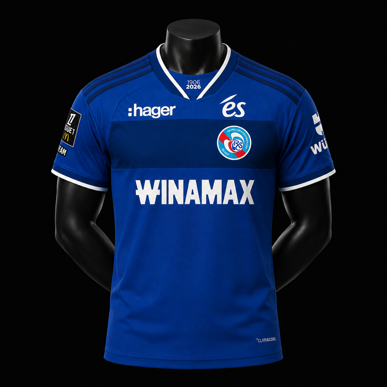 RC Strasbourg Alsace maillot domicile 2026/2027 version Player vue de face