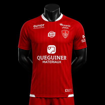 Stade Brestois 29 maillot domicile 2026/2027 version Player vue de face sur mannequin noir