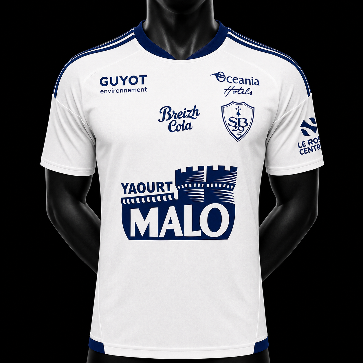 Stade Brestois 29 maillot extérieur 2026/2027 version Player vue de face sur mannequin noir